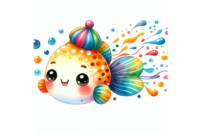 Bundle of Cute cartoon fish on white background