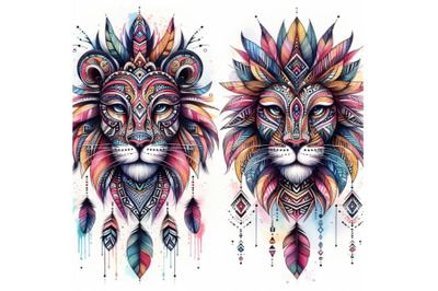 Bundle of Animal tribal face lion