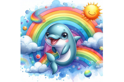 Bundle of funny dolphin cartoon