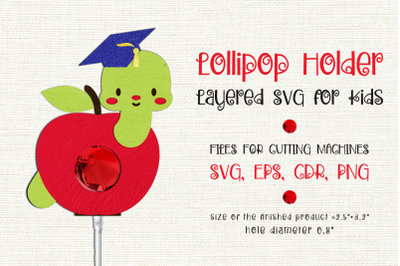 Worm in the Apple| Graduation Lollipop Holder | Paper Craft Template