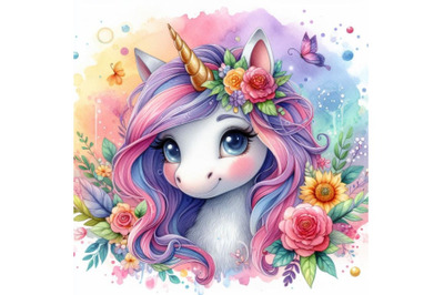 Bundle of Portrait of cute unicorn