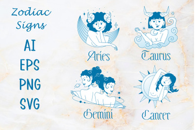 Zodiac signs female SVG