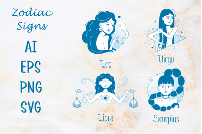 Zodiac signs female SVG