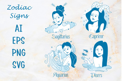 Zodiac signs female SVG