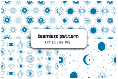 Seamless monochromatic astrological patterns