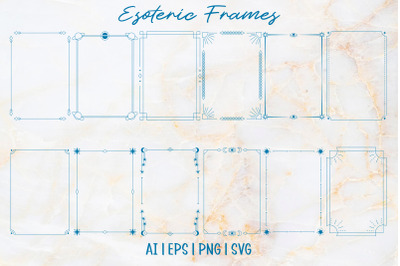 Astrological empty rectangular monochrome frames