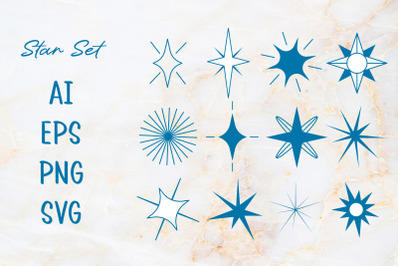 12 Astrological solid stars SVG