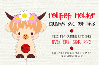 Highland Cow | Lollipop Holder | Paper Craft Template