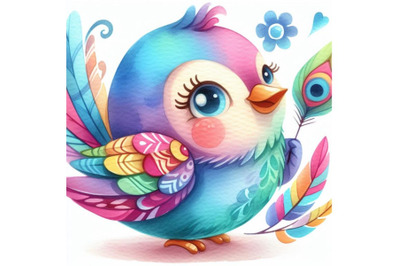 Bundle of cartoon a colorful bird