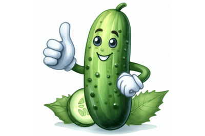 Bundle of Cartoon cucumber giving thumbs up