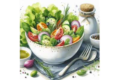 Bundle of salad in bowl