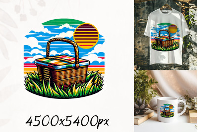 Summer Picnic Basket Illustration