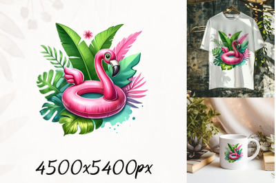 Tropical Flamingo Pool Float Art