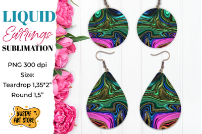 Abstract Earrings Sublimation. Teardrop and Round