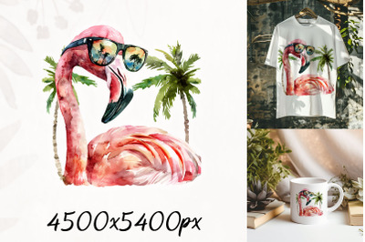 Cool Flamingo with Palm Trees