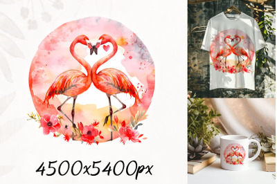 Flamingo Heart in Tropical Setting