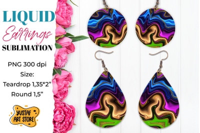 Abstract Earrings Sublimation. Teardrop and Round