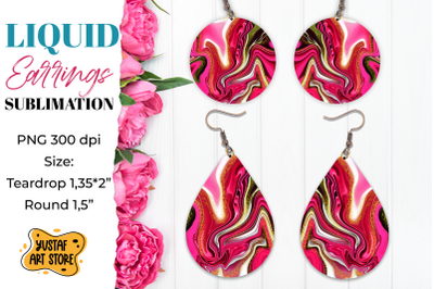 Abstract Earrings Sublimation. Teardrop and Round