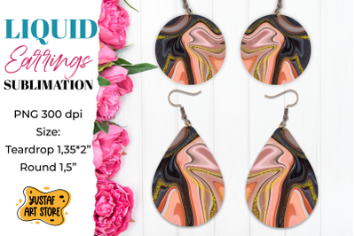 Abstract Earrings Sublimation. Teardrop and Round