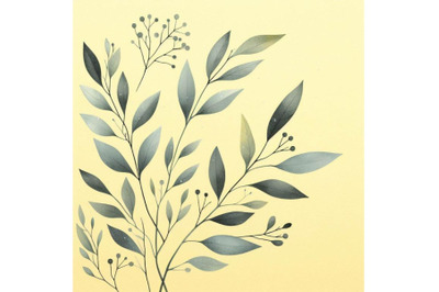Bundle of Minimalist botanical poster with branch leaves