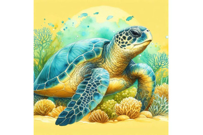 Bundle of Big sea turtle watercolor painting