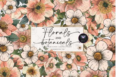 Botanical Floral Clipart Vintage Watercolor