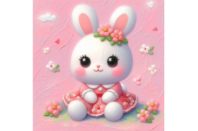 A set of Cute little rabbit cartoon