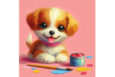 A set of Cute little dog cartoon