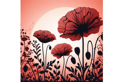 A set of a Red Poppy