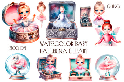 Watercolor Baby Ballerina Clipart