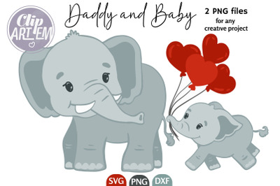 Father and Baby Elephant DXF&2C; SVG cutting file daddy and baby vector