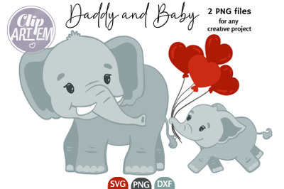 Father and Baby Elephant DXF, SVG cutting file daddy and baby vector