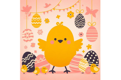 Bundle of a cute happy little yellow Easter chick