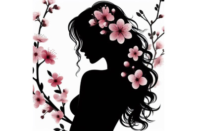 Bundle of Beautiful spring girl silhouette