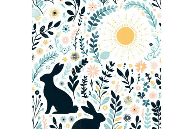 Bundle of Abstract spring bunny pattern