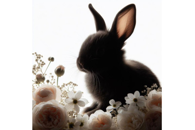 Bundle of baby bunny with flowers