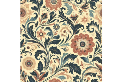 Bundle of Seamless retro floral pattern