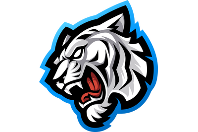 White tiger head esport mascot logo design