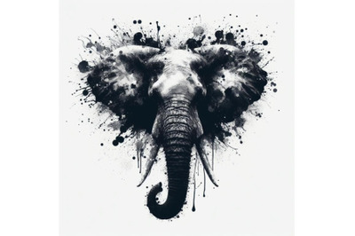 Bundle of Abstract splash art poster of elephant head