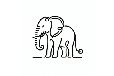 Bundle of Hand drawn elephant icon,one line art