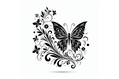 Bundle of butterfly design over white background,