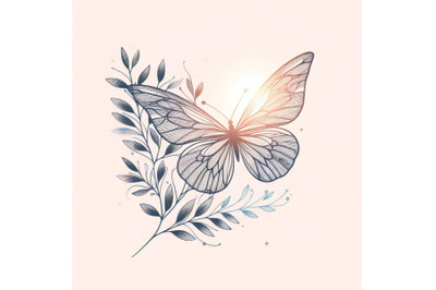 Bundle of A Butterfly Line Art and Pastel