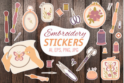 Embroidery set / Printable Stickers Cricut Design