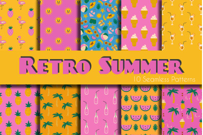 Retro Summer Seamless Patterns &amp;amp; Digital Papers