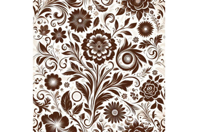 A bundle of Seamless white floral pattern with vintage brown elements