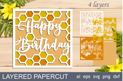 3d Happy Birthday card&2C; Layered shadow box svg