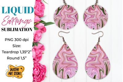 Abstract Earrings Sublimation. Teardrop and Round