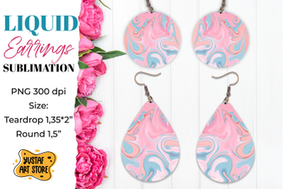 Abstract Earrings Sublimation. Teardrop and Round