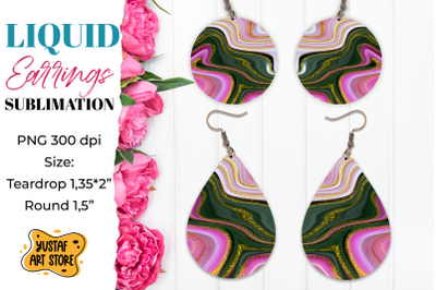 Abstract Earrings Sublimation. Teardrop and Round