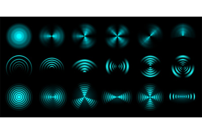 Wireless signal waves. Futuristic sound wave&2C; digital beam and radial
